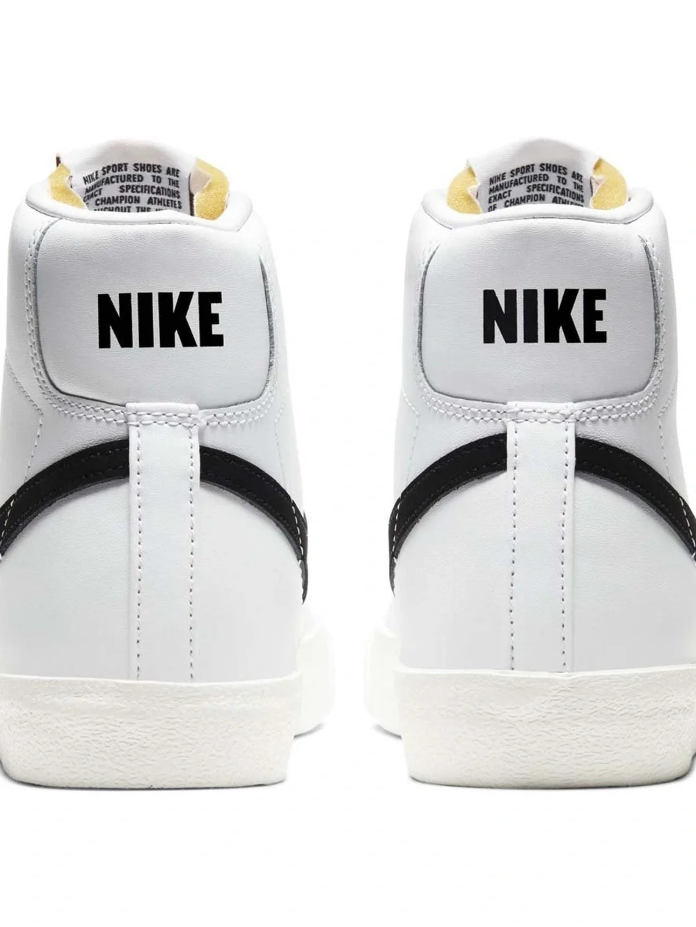 Nike White and Black High-Top Sneakers with Orange Tongue Accent - Picture 3 of 4